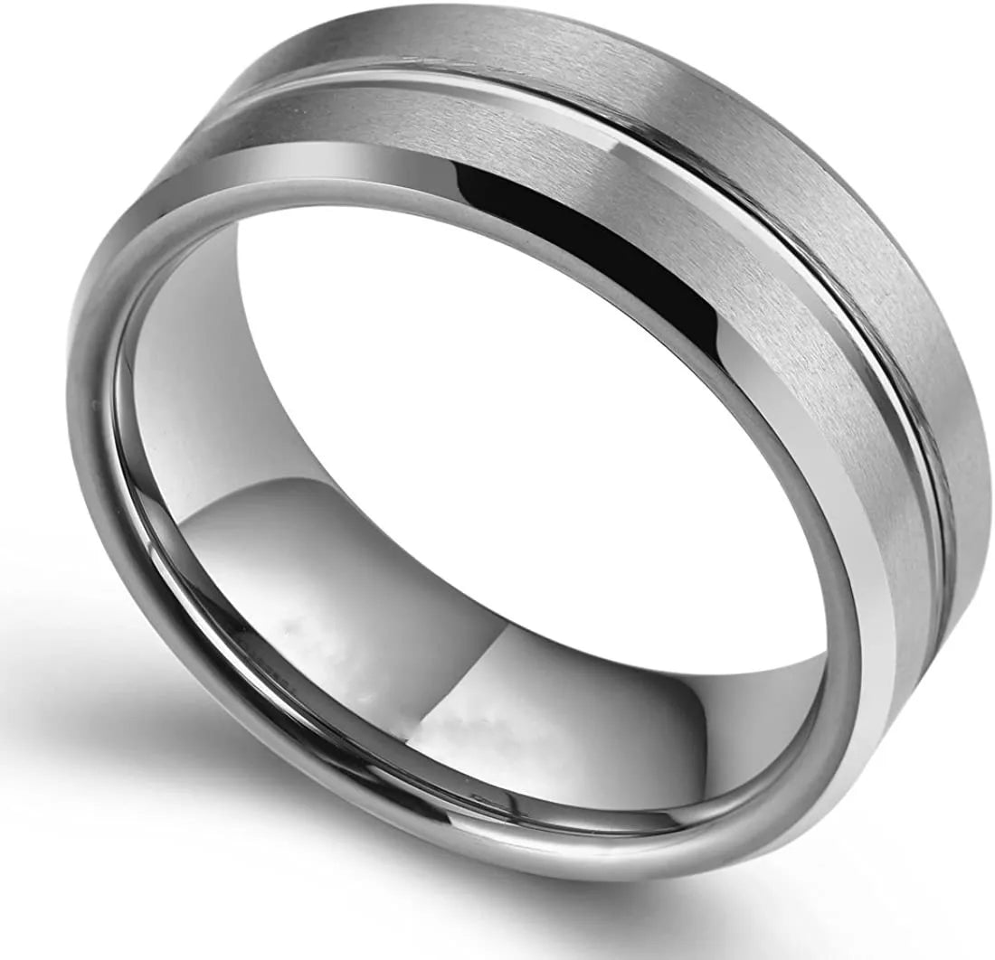 Fashion 8mm Men's Black Tungsten Ring
