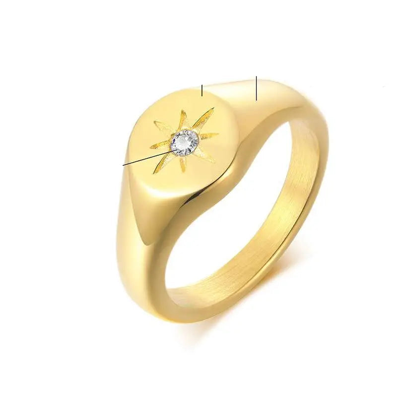 Stainless Steel Foral Signed Ring