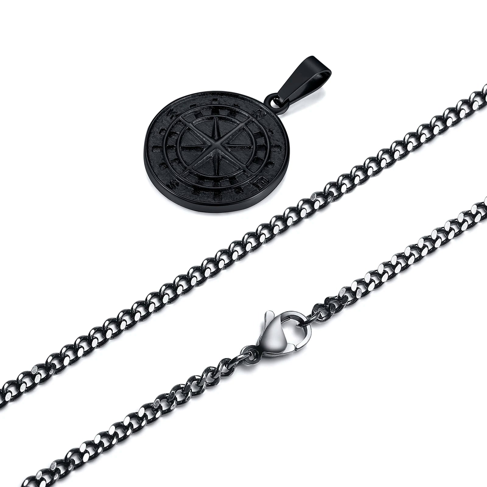 Gold Color Mens Compass Necklace (50cm)