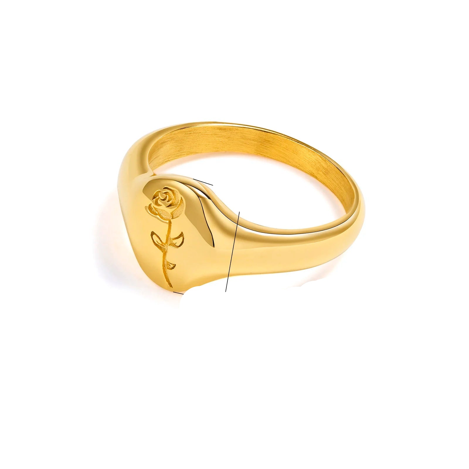 Stainless Steel Foral Signed Ring