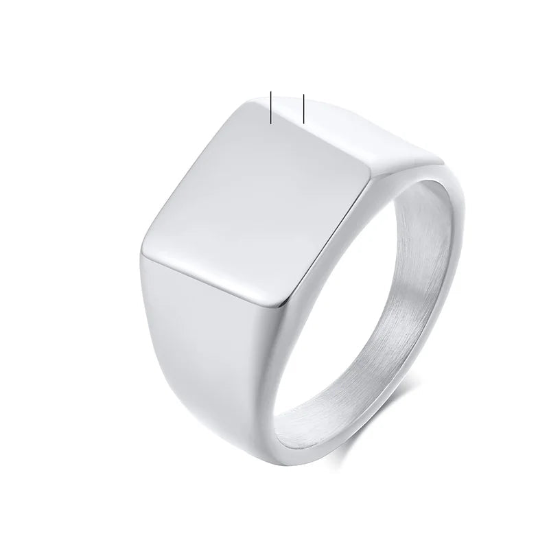Stainless Steel Foral Signed Ring
