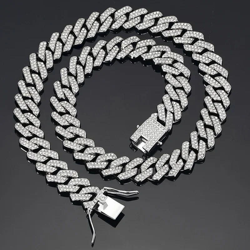 Hip Hop Shiny 15MM Cuban Link Chain Necklace