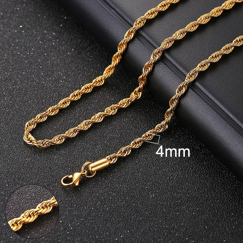 Vnox Cuban Chain Necklace for Men (Gold) 50cm 20inch