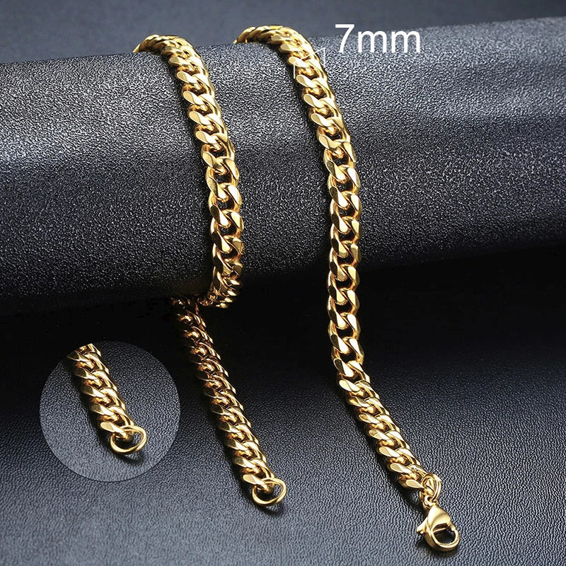 Vnox Cuban Chain Necklace for Men (Gold) 50cm 20inch