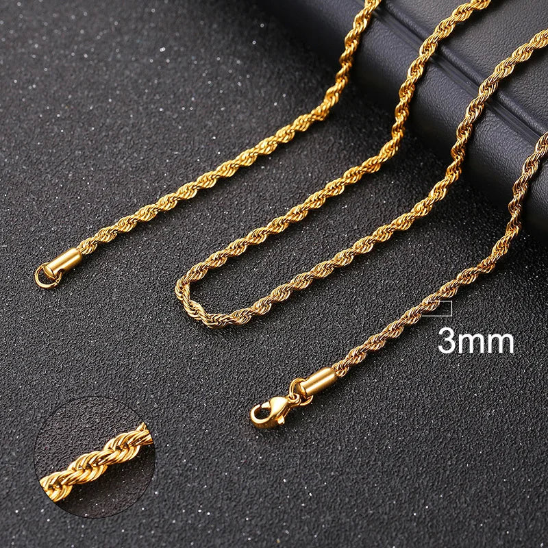 Vnox Cuban Chain Necklace for Men (Gold) 50cm 20inch
