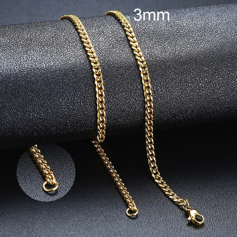 Vnox Cuban Chain Necklace for Men (Gold) 50cm 20inch