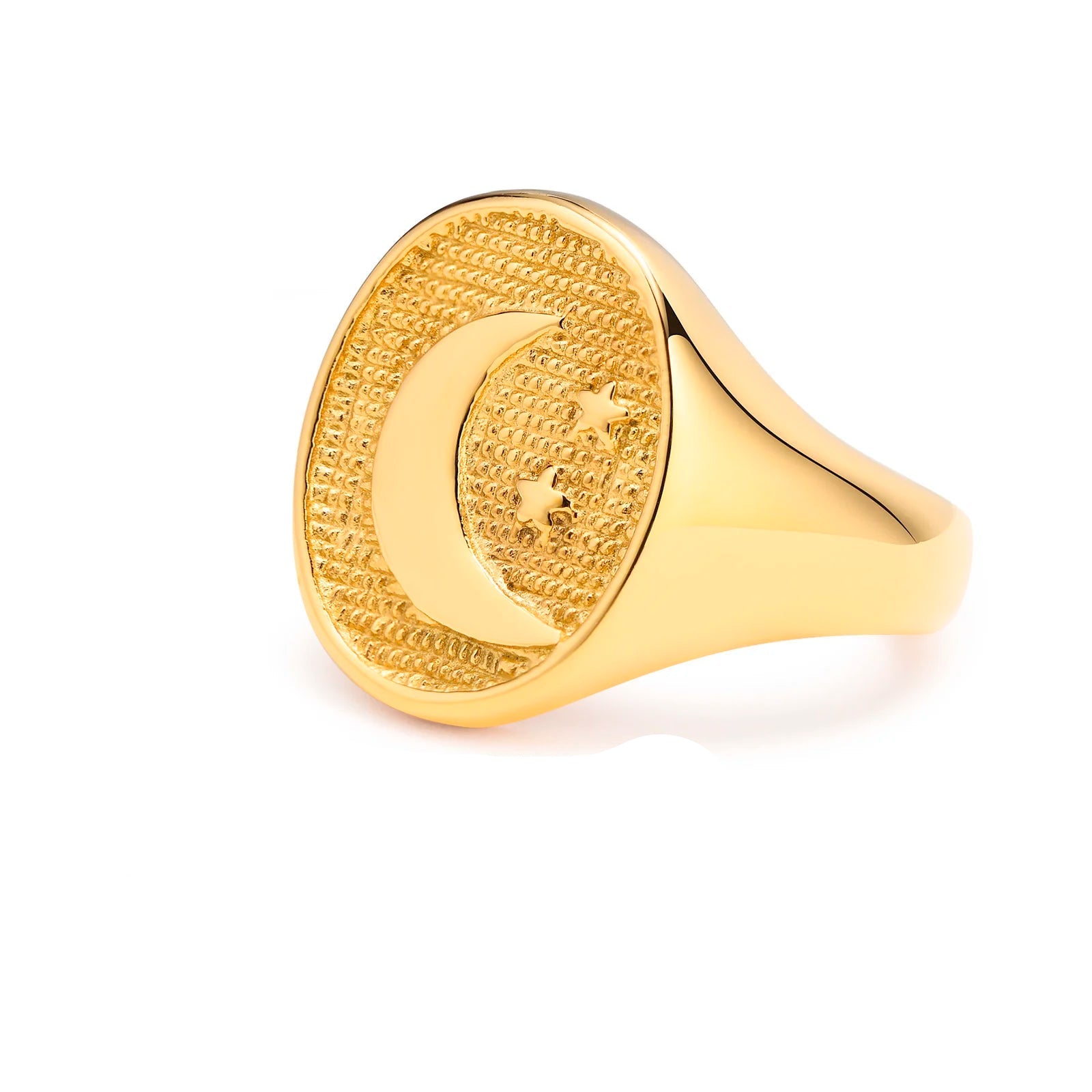 Stainless Steel Foral Signed Ring