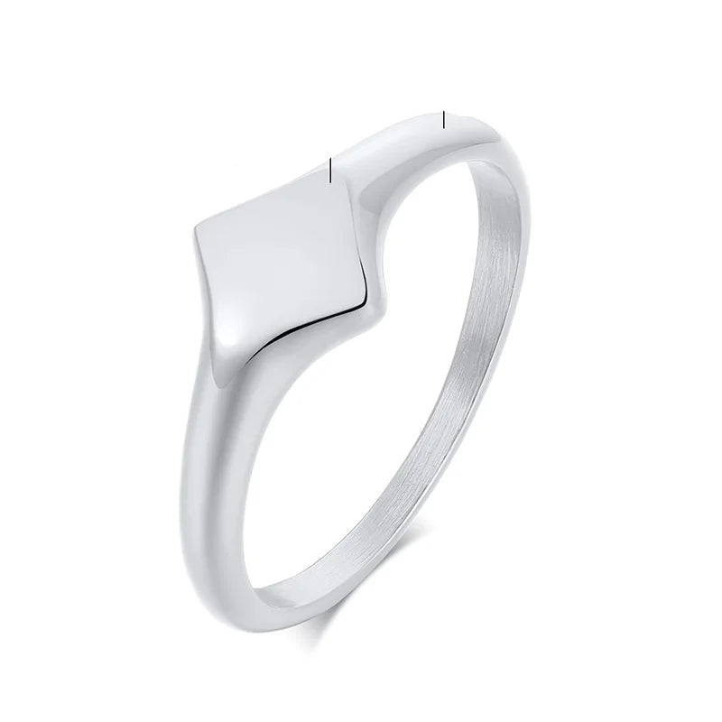 Stainless Steel Foral Signed Ring