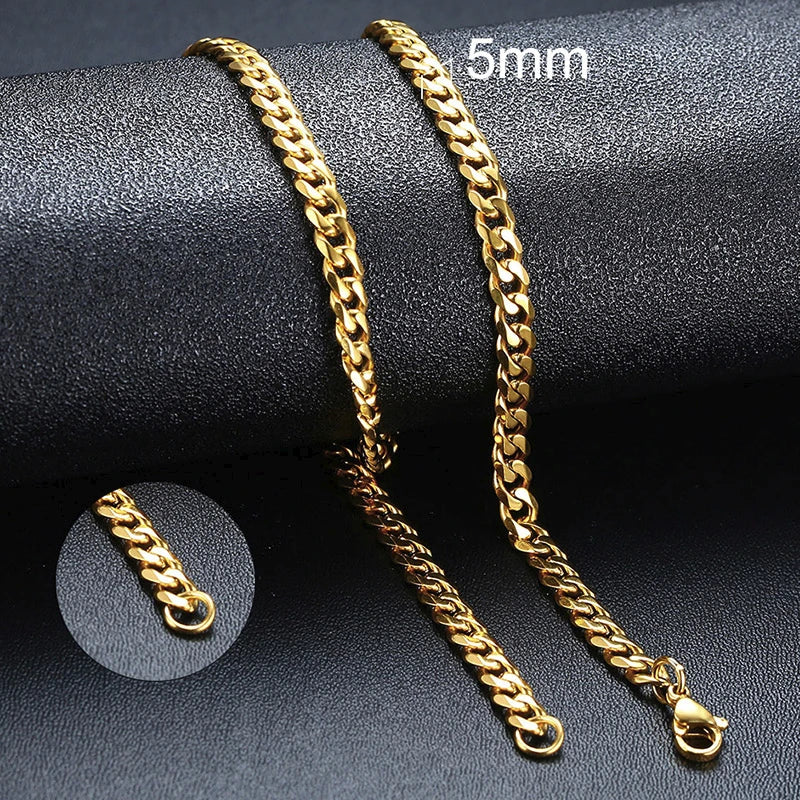 Vnox Cuban Chain Necklace for Men (Gold) 50cm 20inch