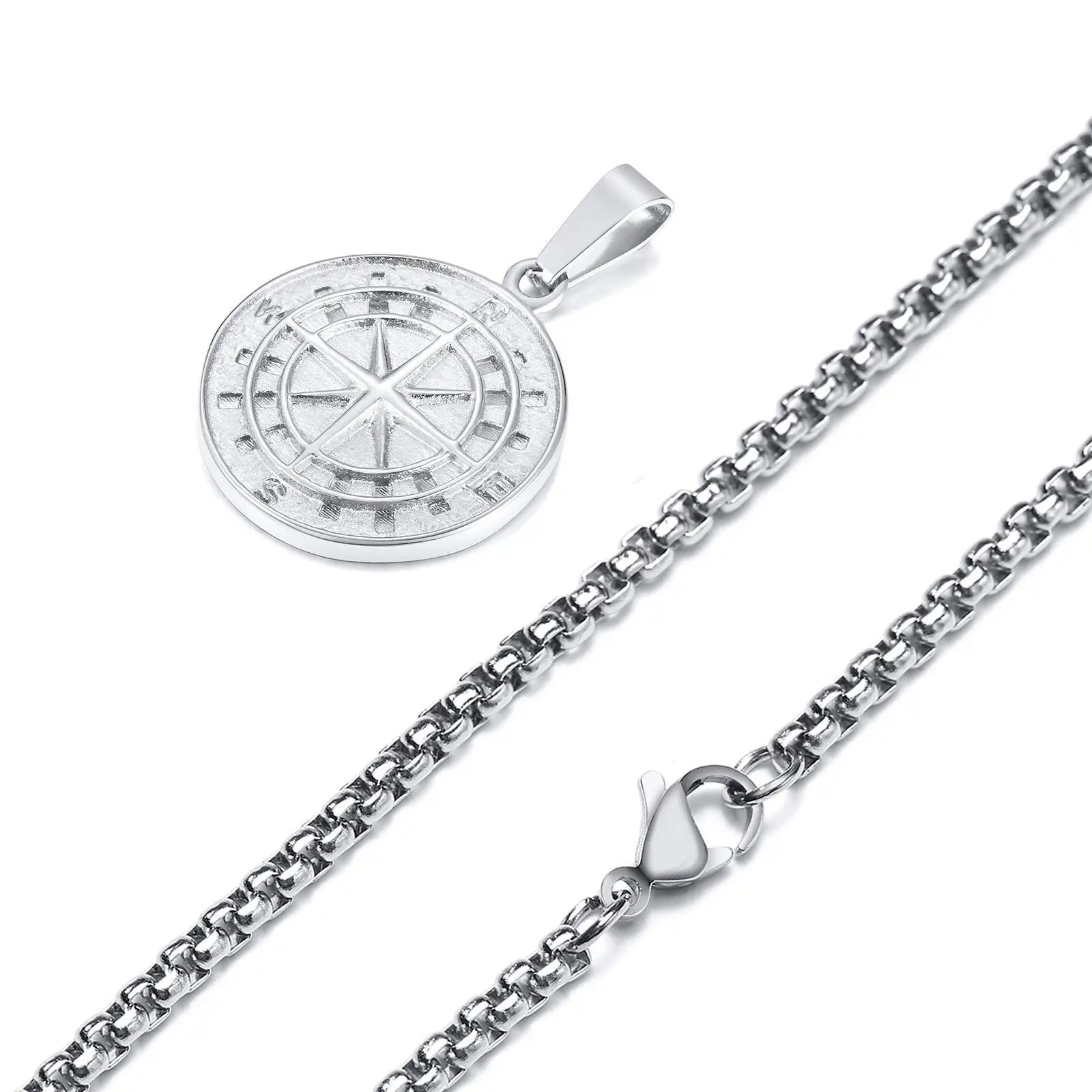 Gold Color Mens Compass Necklace (50cm)