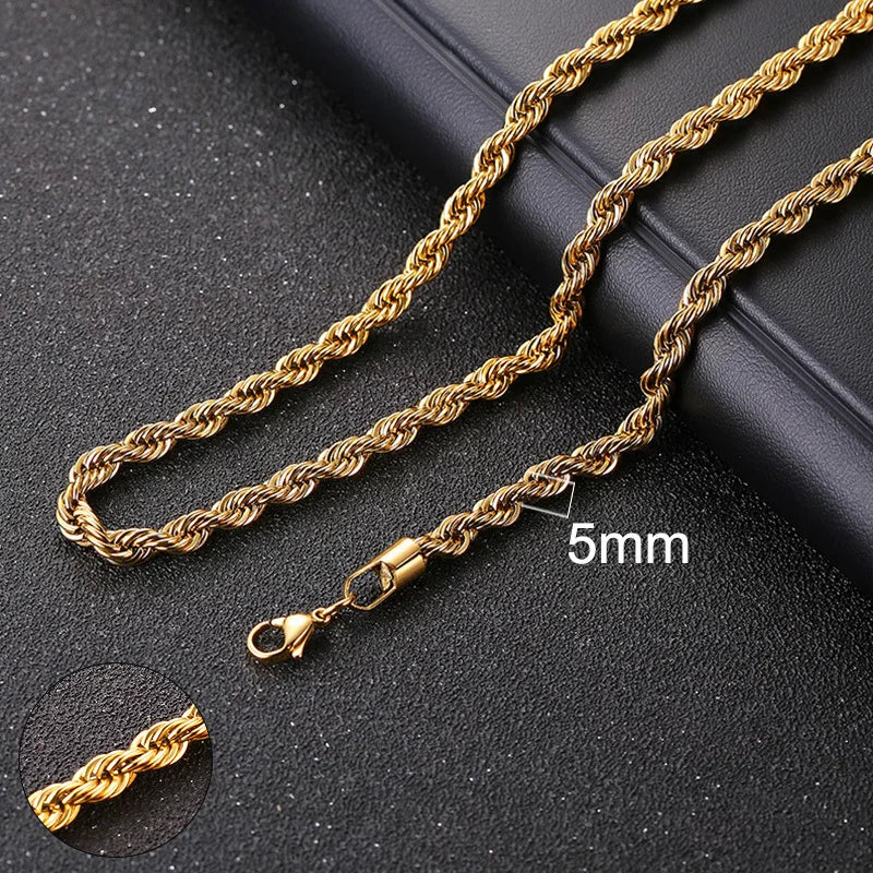 Vnox Cuban Chain Necklace for Men (Gold) 50cm 20inch