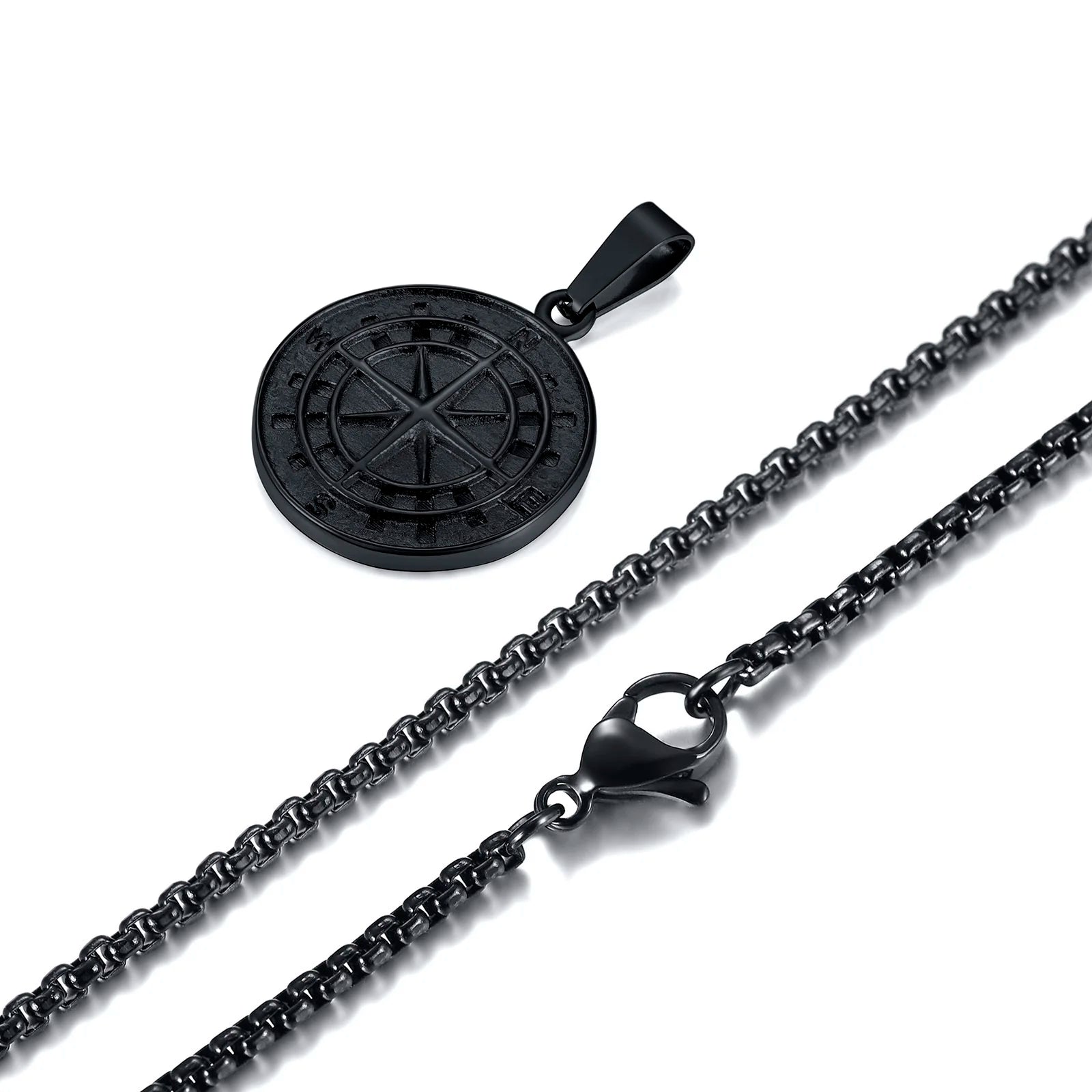 Gold Color Mens Compass Necklace (50cm)