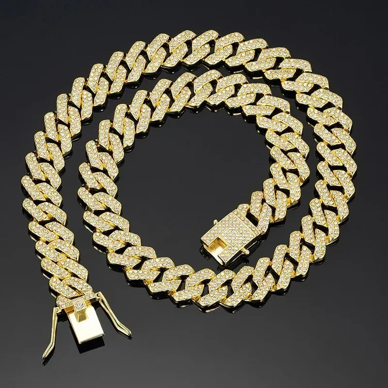 Hip Hop Shiny 15MM Cuban Link Chain Necklace