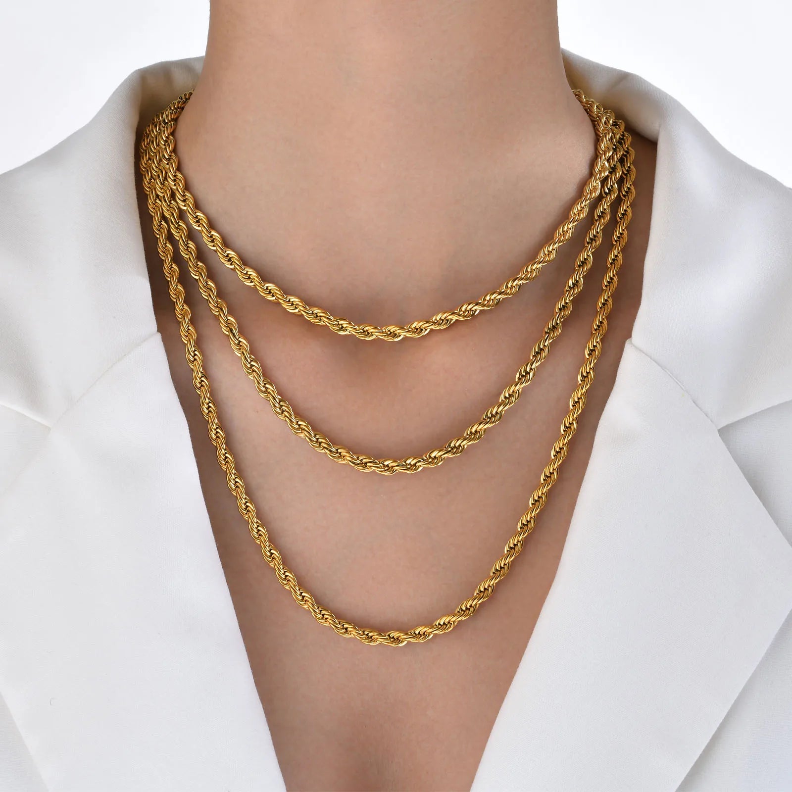 Vnox Dainty Gold Color Rope Chain Necklace