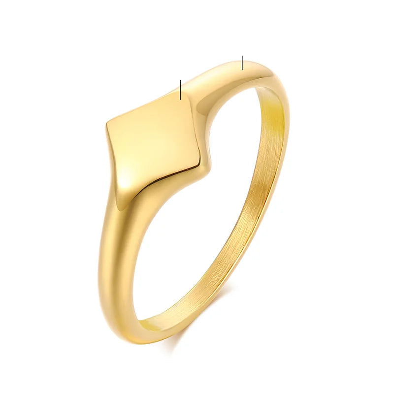 Stainless Steel Foral Signed Ring